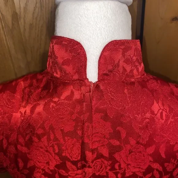 Vintage Brioche California Cap Sleeve Size 5/6 Red Dress Party - Picture 4 of 7